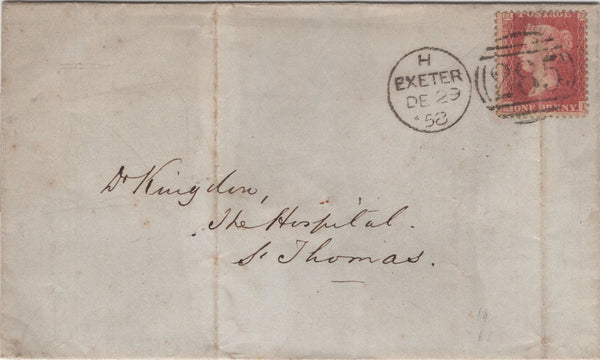 129558 COLLECTION OF 'EXETER/285' CANCELLATIONS 1858-1901.