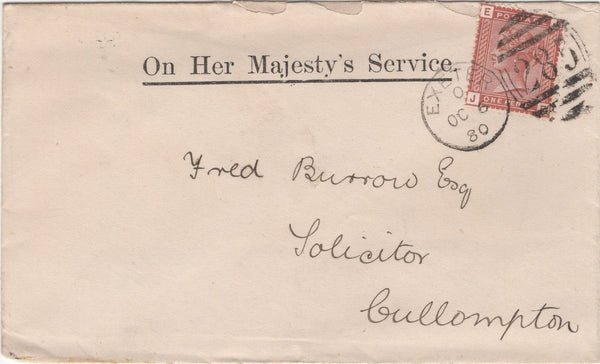 129558 COLLECTION OF 'EXETER/285' CANCELLATIONS 1858-1901.