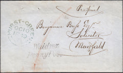 129572 1849 ENVELOPE WALDRON, SUSSEX TO MAYFIELD WITH 'WALDRON/PENNY POST' HAND STAMP (SX1253).