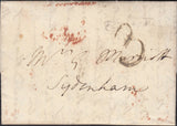 129577 1833 MAIL GODSTONE, SURREY TO SYDENHAM WITH 'TO BE DELIVERED/BY 10 SUND. MORN' HAND STAMP (L710).