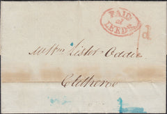 129586 1840 MAIL LEEDS TO CLITHEROE WITH 'PAID AT LEEDS' HAND STAMP (YK1806) AND '1d' UPP HAND STAMP.