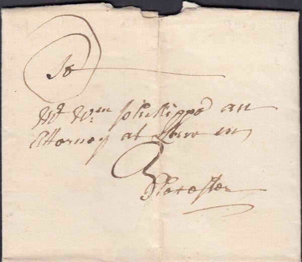 129591 1761 MAIL TO HEREFORD WITH 'HERE/FORD' TWO LINE HAND STAMP (HE108).