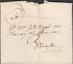 129591 1761 MAIL TO HEREFORD WITH 'HERE/FORD' TWO LINE HAND STAMP (HE108).