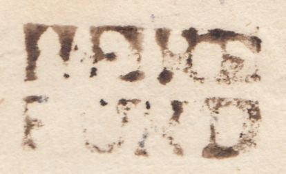 129591 1761 MAIL TO HEREFORD WITH 'HERE/FORD' TWO LINE HAND STAMP (HE108).