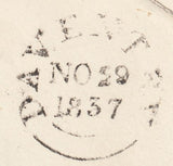 129634 1837 MAIL FLORE, NORTHANTS TO DAVENTRY WITH 'WEEDON' (NN257) AND 'DAVENTRY/PY POST' HAND STAMPS (NN57).