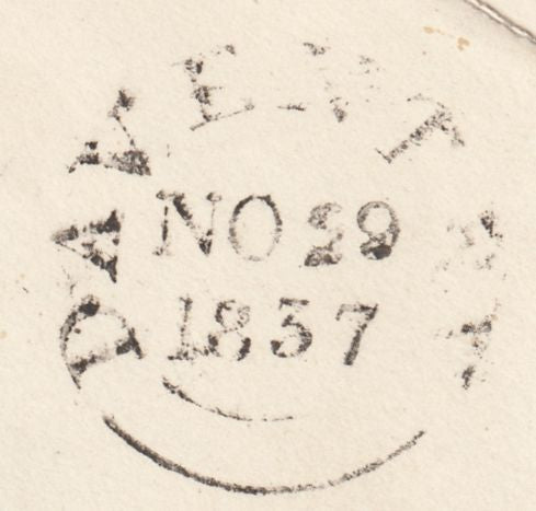 129634 1837 MAIL FLORE, NORTHANTS TO DAVENTRY WITH 'WEEDON' (NN257) AND 'DAVENTRY/PY POST' HAND STAMPS (NN57).