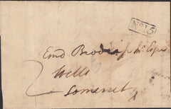 129635 1827 MAIL USED LOCALLY IN WELLS, SOMERSET WITH 'WELLS.S./P.y P.' HAND STAMP (SO939).