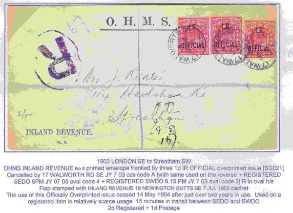 129651 COLLECTION OF UK INTERNAL REGISTERED MAIL 1888-1912 (43 ITEMS).