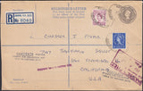 129678 1962 REGISTERED MAIL LONDON TO CALIFORNIA WITH WILDING ISSUE.