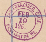 129678 1962 REGISTERED MAIL LONDON TO CALIFORNIA WITH WILDING ISSUE.