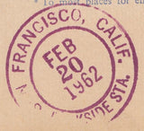 129678 1962 REGISTERED MAIL LONDON TO CALIFORNIA WITH WILDING ISSUE.