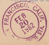 129678 1962 REGISTERED MAIL LONDON TO CALIFORNIA WITH WILDING ISSUE.