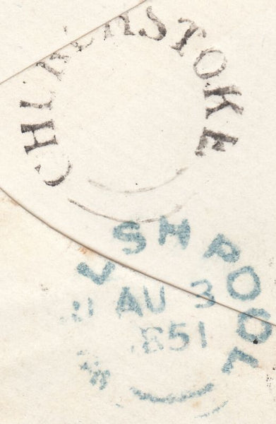 129723 1851 MAIL CHURCHSTOKE TO WELSHPOOL WITH 1D (SG8)(KD), ON REVERSE 'CHURCHSTOKE' UDC (W784).