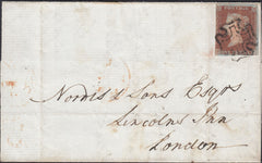 129729 1841/2 LARGE PART WRAPPER BAWTRY, SOUTH YORKSHIRE TO LONDON WITH BAWTRY MALTESE CROSS.