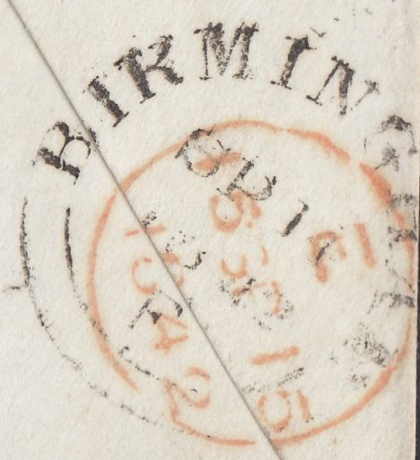 129747 1842 MAIL BIRMINGHAM TO LONDON WITH 1D (SG8), BIRMINGHAM MALTESE CROSS.