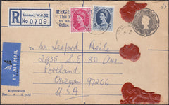 129766 1966 REGISTERED AIR MAIL LONDON TO OREGON, USA WITH WILDING COMBINATION.