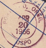 129766 1966 REGISTERED AIR MAIL LONDON TO OREGON, USA WITH WILDING COMBINATION.
