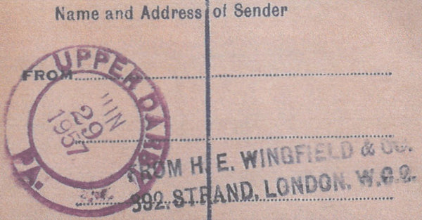 129770 1957 REGISTERED MAIL UK TO USA, TWO COVERS SHOWING AIR MAIL AND SEA MAIL RATES.