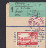 129771 1957 REGISTERED AIR MAIL GODALMING, SURREY TO CALIFORNIA UPRATED WITH 5S CASTLE ON REVERSE.