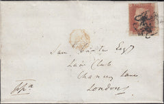 129785 1842 MAIL BIRMINGHAM TO LONDON WITH BIRMINGHAM MALTESE CROSS, DEBRIS FILLED.