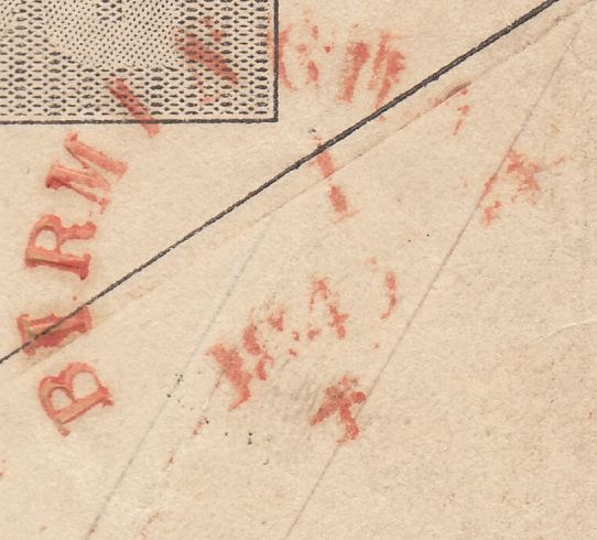 129786 1840 1D MULREADY ENVELOPE BIRMINGHAM TO RUGELY WITH 'BIRMINGHAM' SKELETON DATE STAMP (BM138).