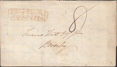 129789 CIRCA 1834-1840 CROSS WRITTEN LETTER ABERFORD, WEST YORKS TO BEVERLEY WITH 'WETHERBY/PENNY POST' HAND STAMP (YK3142).