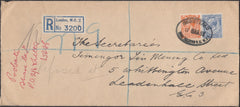 129792 1932 'REFUSED' REGISTERED MAIL USED IN LONDON.