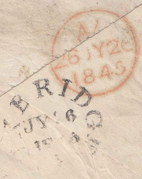 129814 1845 MAIL WRENTHAM, SUFFOLK TO UXBRIDGE WITH 'WRENTHAM/PENNY POST' HAND STAMP IN BLACK (SK435).