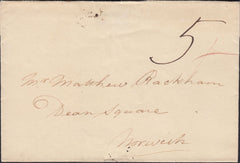 129825 CIRCA 1824-1835 MAIL CROMER TO NORWICH WITH 'CROMER/PY. POST' HAND STAMP (NK74).