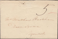 129825 CIRCA 1824-1835 MAIL CROMER TO NORWICH WITH 'CROMER/PY. POST' HAND STAMP (NK74).