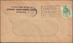 129853 1929 WINDOW ENVELOPE FROM BRISTOL WITH ½D P.U.C. (SG434) WITH 'A' PERFIN OF ANDERSONS' RUBBER COMPANY.