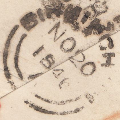 129869 1846 1D PINK LONDON TO 'WALSALL, BIRMINGHAM' WITH CIRCULAR 'MISSENT TO/BIRMINGHAM' HAND STAMP (BM174).
