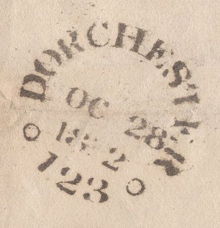 129899 1822 MAIL DORCHESTER TO LONDON WITH 'DORCHESTER/123' CIRCULAR DATE STAMP (DT225).