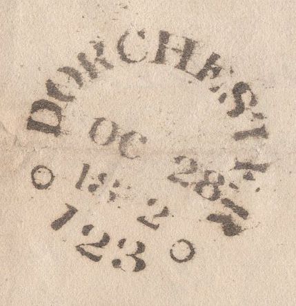 129899 1822 MAIL DORCHESTER TO LONDON WITH 'DORCHESTER/123' CIRCULAR DATE STAMP (DT225).