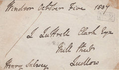 129913 1837 FREE FRONT WINDSOR TO LUDLOW WITH BOXED 'NO.2' HAND STAMP.