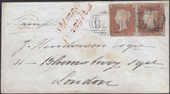 129917 1847 MAIL HONITON TO LONDON WITH 'WHIMPLE/PENNY POST' HAND STAMP IN RED (DN1530).