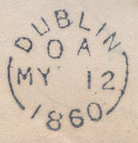 129940 1860 'MULLINGAR/345' IRISH SPOON (RA43) ON COVER TO DUBLIN.