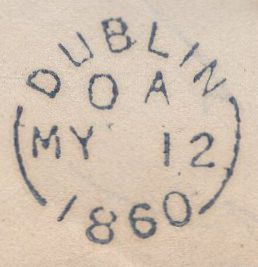 129940 1860 'MULLINGAR/345' IRISH SPOON (RA43) ON COVER TO DUBLIN.