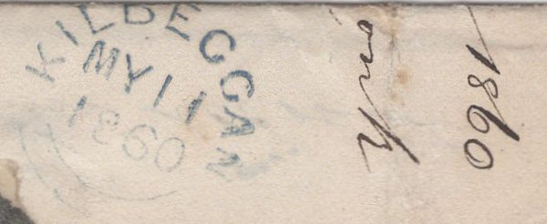 129940 1860 'MULLINGAR/345' IRISH SPOON (RA43) ON COVER TO DUBLIN.