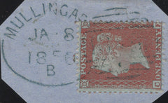 129957 1856 'MULLINGAR/345' ENGLISH TYPE IRISH SPOON (RA42) IN BLUE ON DATED PIECE (SPEC C1vb CAT £375).