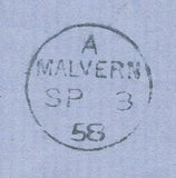 129999 1858 MAIL WORCESTER TO GREAT MALVERN WITH 'WORCESTER/918' SPOON (ORIGINAL)(RA127).