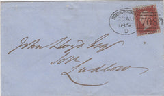 130014 1856 MAIL SHREWSBURY TO LUDLOW WITH 'SHREWSBURY/708' SPOON TYPE A (RA116).