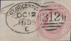 130048 1855 CUTOUT 1D PINK ENVELOPE WITH 'GLOUCESTER/312' SPOON (RA37).