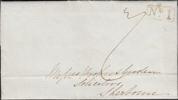 130067 1834 MAIL BRUTON, SOMERSET TO SHERBORNE WITH 'WINCANTON/5"Cl: Post' HAND STAMP (SO1004).