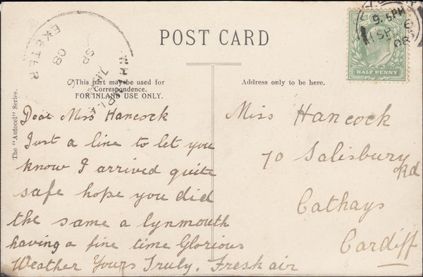 130210 COLLECTION OF WHIMPLE, DEVON CANCELLATIONS 1905-1927 (4 ITEMS).