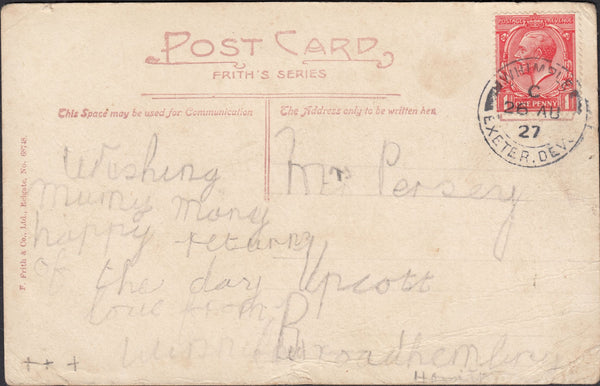 130210 COLLECTION OF WHIMPLE, DEVON CANCELLATIONS 1905-1927 (4 ITEMS).