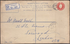 130217 1922 REGISTERED MAIL WEYMOUTH TO LONDON.