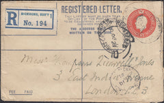 130224 1921 REGISTERED MAIL RICHMOND, SURREY TO LONDON.