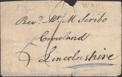 130232 1792 PART WRAPPER WARMINSTER TO CROWLAND WITH 'WARMIN/STER' HAND STAMP (WL767).