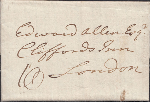 130280 1791 LETTER SALISBURY TO LONDON WITH 'SALISBURY' HAND STAMP (WL607).